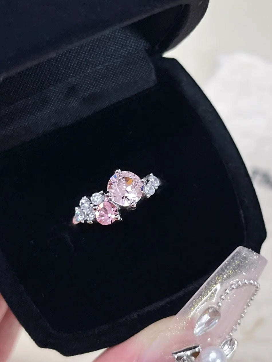 Rose-Shaped Pink Crystal Ring – Romantic Flower Promise & Engagement Ring for Women