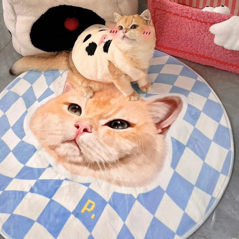 Custom Pet Photo Rug – Personalized Animal Carpet with Your Pet’s Image | Soft Flannel Mat with Optional Matching Pillow