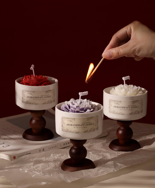 Eco-friendly Camellia Flower Candle Gift Set for home decor