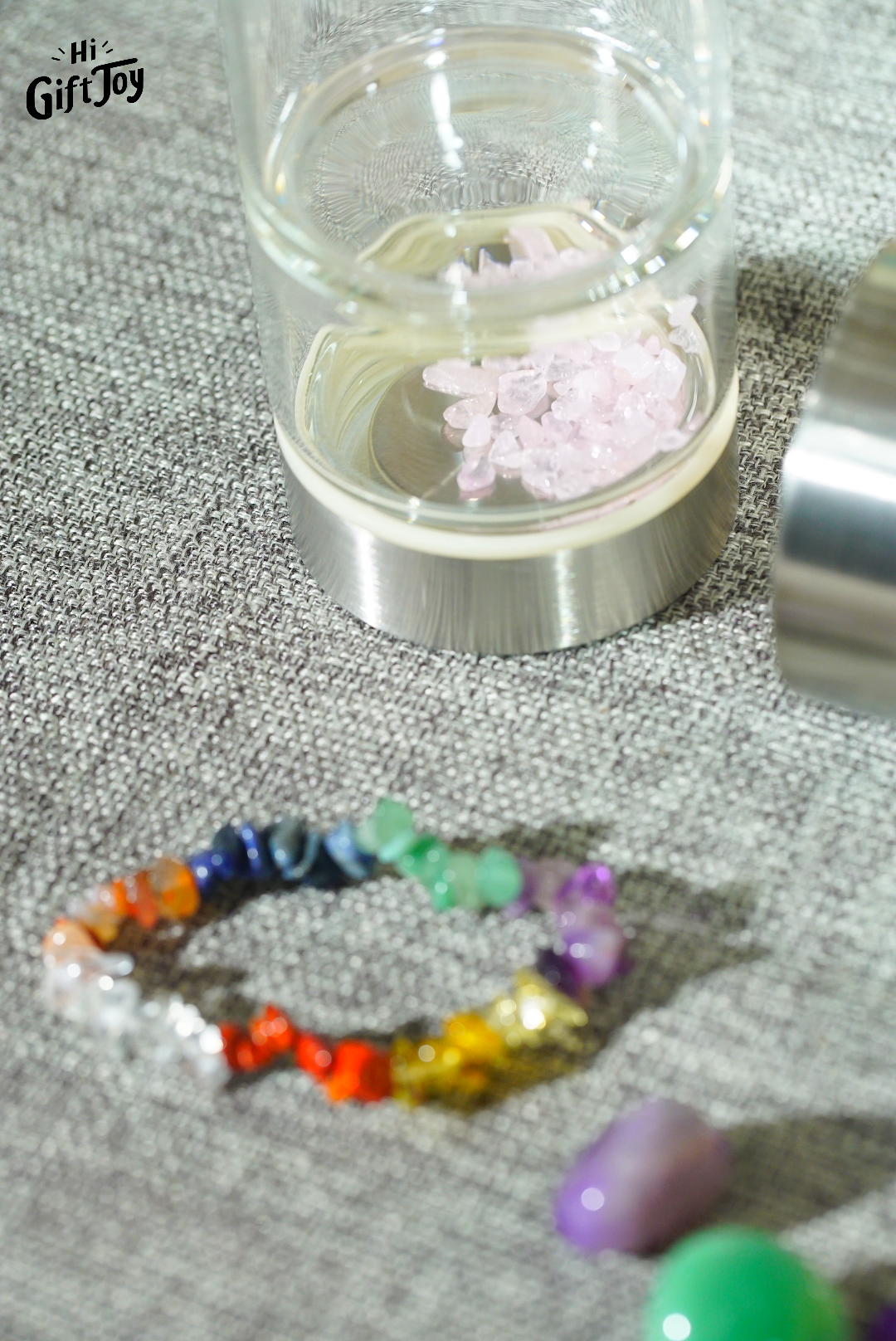 Chakra Crystal Healing Gift Box – 7 Chakra Set with Candle, Gem Bottles, Crystal Bracelets & Decor Frame. Mindfulness Spiritual Gift for Women & Men