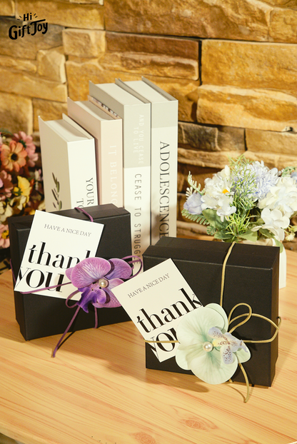 Self-Care Gift Box for Women – Wooden Massage Comb, Orchid Clip & Flower Diffuser Stone