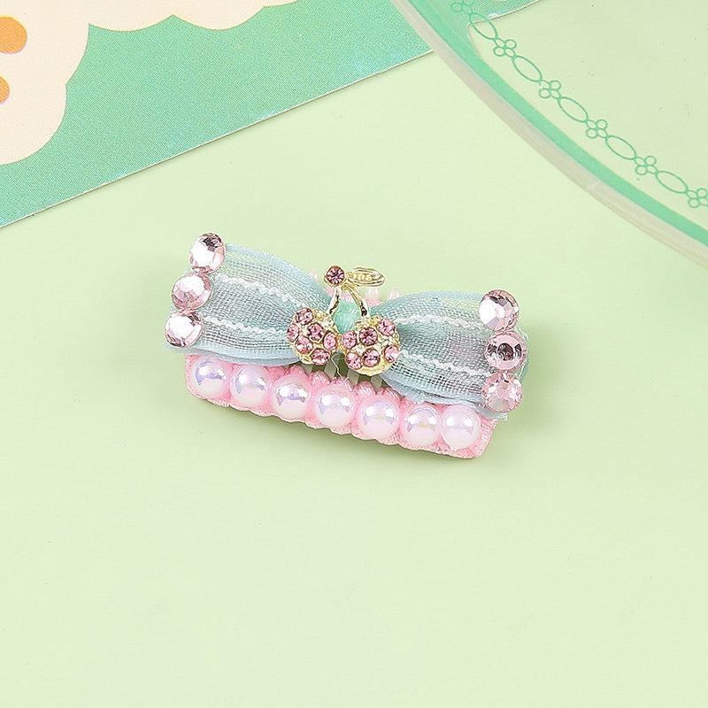 Spring Blossom Handmade Pet Hair Clips – Cute Rhinestone Dog & Cat Hair Bows | Elegant Grooming Accessories for Small Pets
