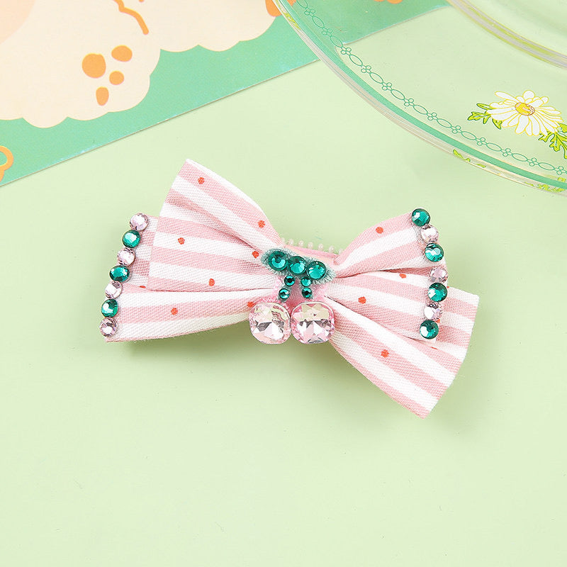 Spring Blossom Handmade Pet Hair Clips – Cute Rhinestone Dog & Cat Hair Bows | Elegant Grooming Accessories for Small Pets