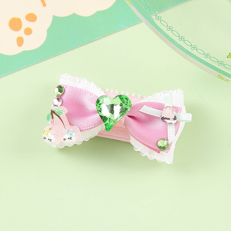 Spring Blossom Handmade Pet Hair Clips – Cute Rhinestone Dog & Cat Hair Bows | Elegant Grooming Accessories for Small Pets