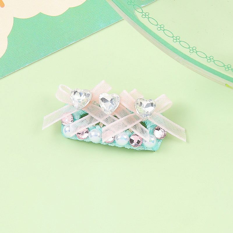 Spring Blossom Handmade Pet Hair Clips – Cute Rhinestone Dog & Cat Hair Bows | Elegant Grooming Accessories for Small Pets