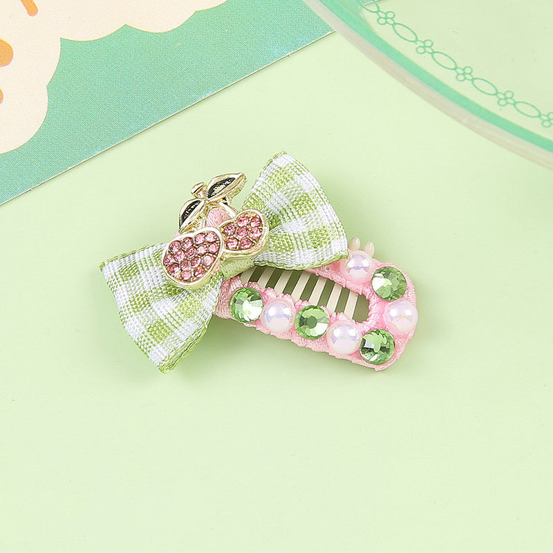 Spring Blossom Handmade Pet Hair Clips – Cute Rhinestone Dog & Cat Hair Bows | Elegant Grooming Accessories for Small Pets