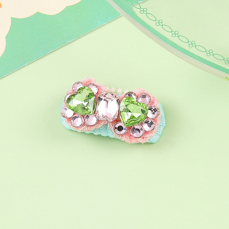 Spring Blossom Handmade Pet Hair Clips – Cute Rhinestone Dog & Cat Hair Bows | Elegant Grooming Accessories for Small Pets