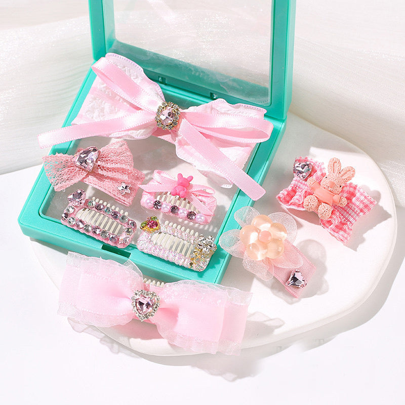 Sweet Princess Pet Hair Clips – Handmade Pink Dog Hair Bows with Rhinestones | Cute Grooming Accessories for Small Dogs & Cats