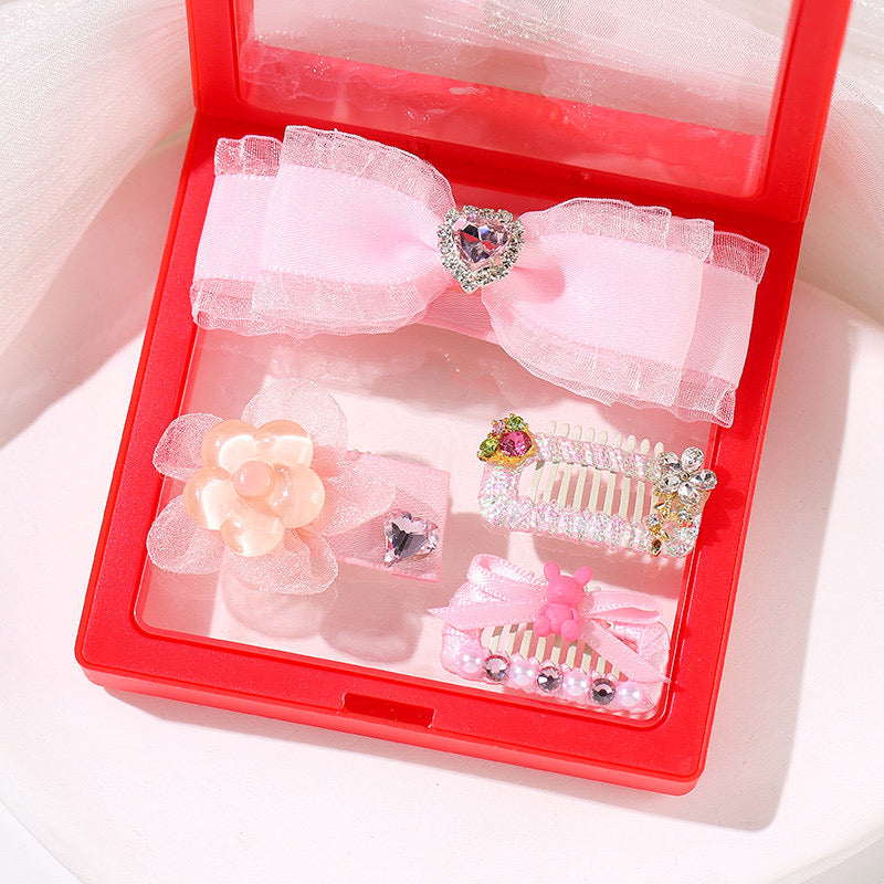 Sweet Princess Pet Hair Clips – Handmade Pink Dog Hair Bows with Rhinestones | Cute Grooming Accessories for Small Dogs & Cats