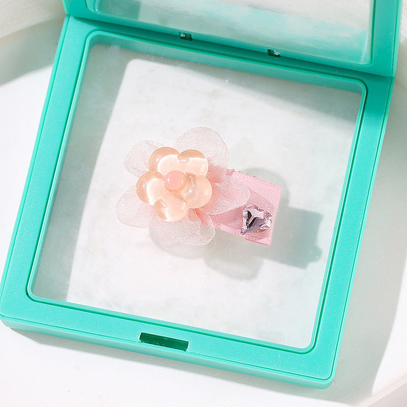 Sweet Princess Pet Hair Clips – Handmade Pink Dog Hair Bows with Rhinestones | Cute Grooming Accessories for Small Dogs & Cats