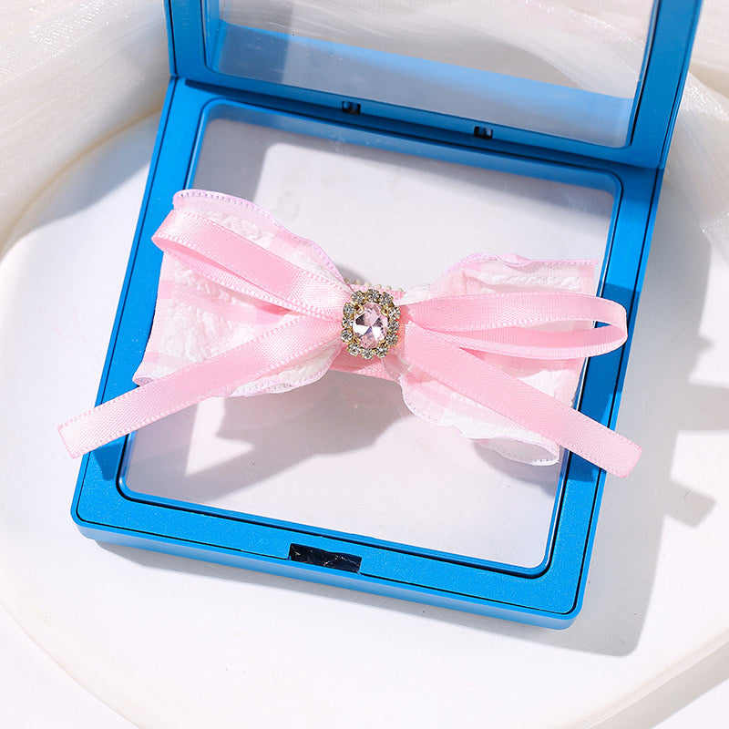 Sweet Princess Pet Hair Clips – Handmade Pink Dog Hair Bows with Rhinestones | Cute Grooming Accessories for Small Dogs & Cats