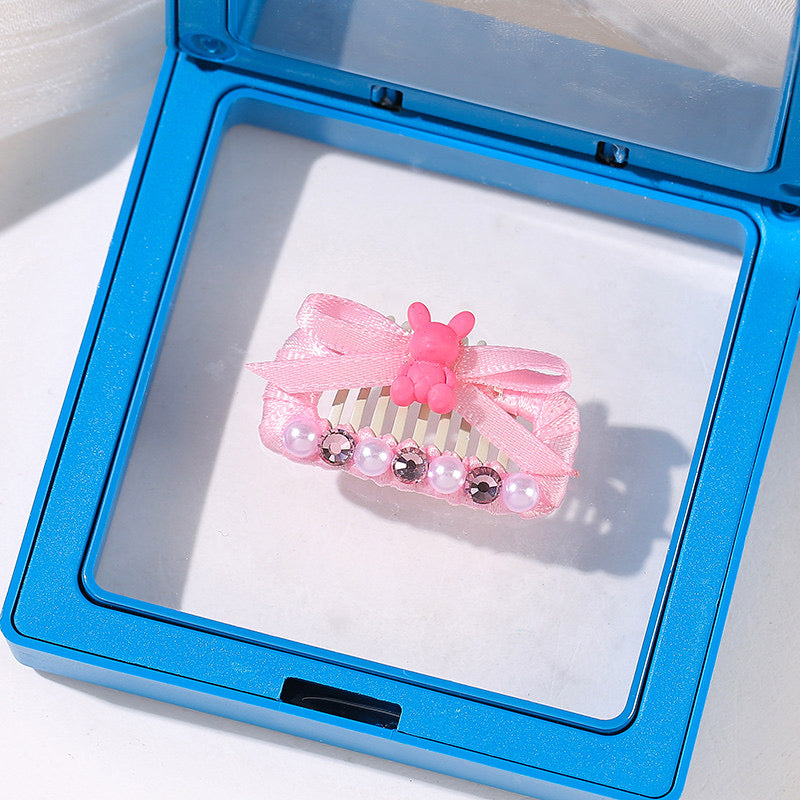 Sweet Princess Pet Hair Clips – Handmade Pink Dog Hair Bows with Rhinestones | Cute Grooming Accessories for Small Dogs & Cats