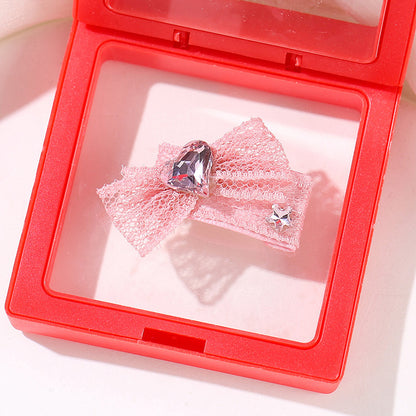 Sweet Princess Pet Hair Clips – Handmade Pink Dog Hair Bows with Rhinestones | Cute Grooming Accessories for Small Dogs & Cats
