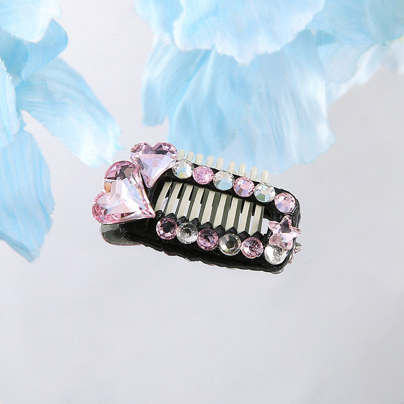 Black Pink Princess Pet Hair Clips – Handmade Dog Hair Bows with Rhinestones | Elegant Grooming Accessories for Small Dogs & Cats