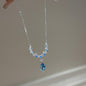 Elegant Blue Crystal Pendant Necklace – Dainty Gift for Women | Cubic Zirconia Silver Chain Jewelry