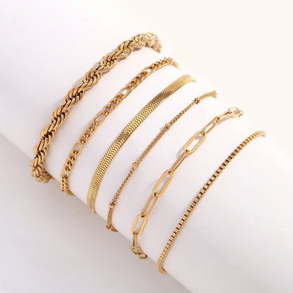 Gold Chain Bracelet Set – Layered Stackable Bracelets for Women, Adjustable Fashion Jewelry