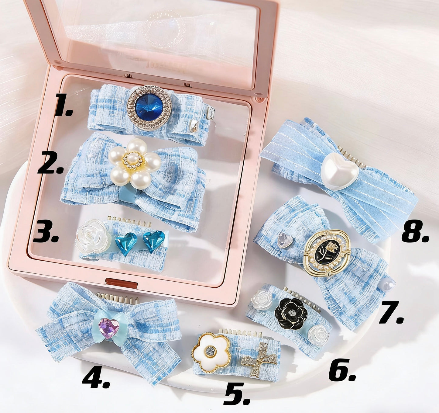Paris Chic Pet Hair Clips – Handmade Vintage Tweed Dog Hair Bows with Pearl Accessories for Small Dogs & Cats