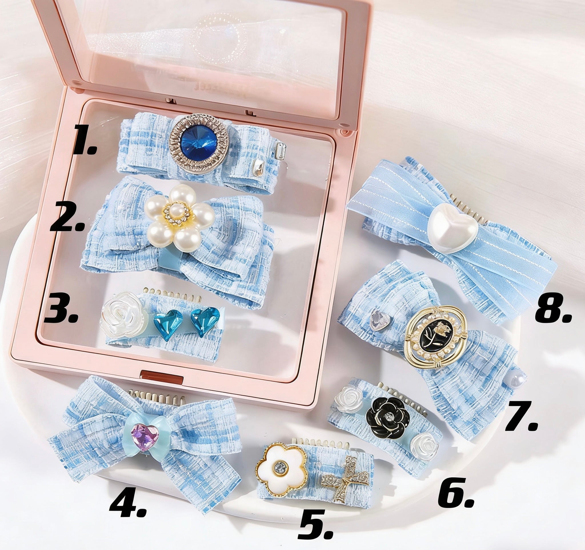 Paris Chic Pet Hair Clips – Handmade Vintage Tweed Dog Hair Bows with Pearl Accessories for Small Dogs & Cats