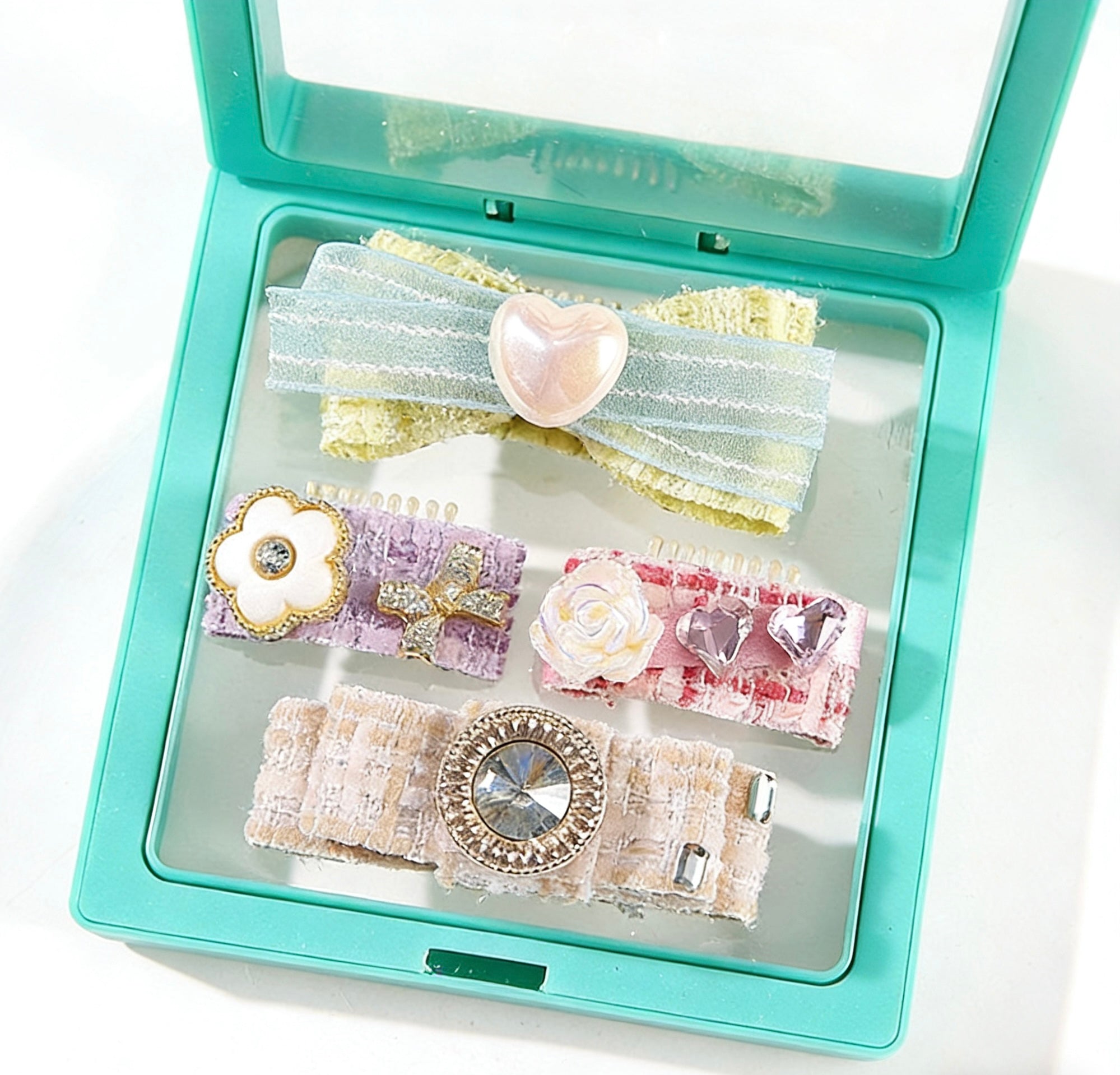 Paris Chic Pet Hair Clips – Handmade Vintage Tweed Dog Hair Bows with Pearl Accessories for Small Dogs & Cats