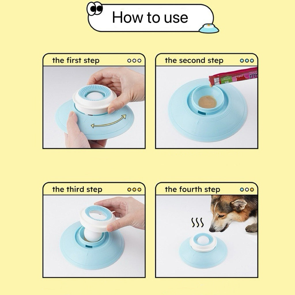 Slow Feeder Bowl for Cats & Dogs for Liquid Treats, Anti-Slip Licking Feeding Dish, Interactive Pet Toy for Slow Eating & Anxiety Relief