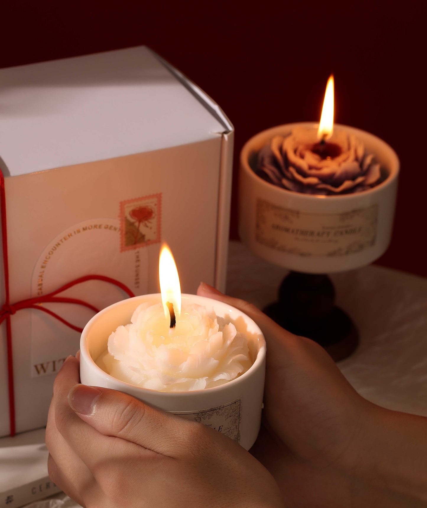 Camellia Flower Aromatherapy Candle Gift Set – 100% Natural Soy Wax, Floral Scent, Eco-Friendly & Reusable Jar