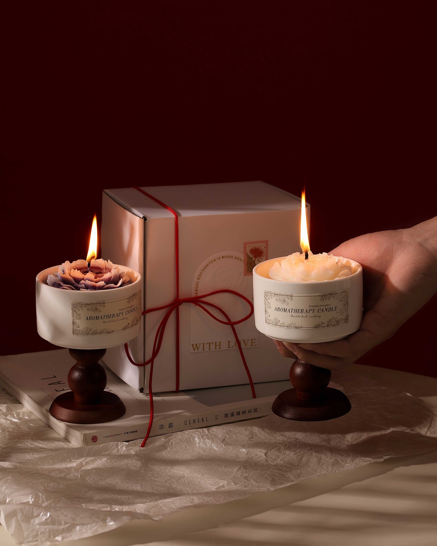 Camellia Flower Aromatherapy Candle Gift Set – 100% Natural Soy Wax, Floral Scent, Eco-Friendly & Reusable Jar
